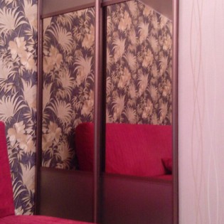 Двери-купе с комбинированным наполнением через разделитель (зеркало и декоративное стекло) в квартире ул. Есенина