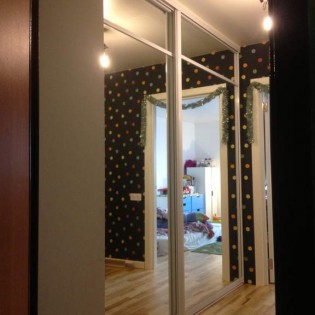 Зеркальные двери-купе с разделителем в квартире на ул. Хазова д.8 в г. Пушкин