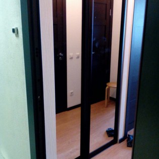 Зеркальные двери-купе в квартире на Столичной ул. Профиль KR200 Бронза анодировка