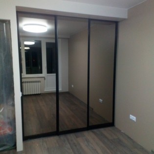 Двери-купе с наполнением из зеркала Серебро в квартире ну Суздальском пр.