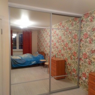Широкие зеркальные двери с разделителями в квартире на ул. Новая
