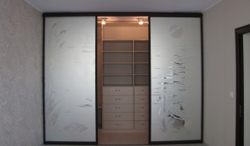 Вставки зеркала Серебро с пескоструйным рисунком в гардеробную