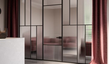 Двери с прозрачными и полупрозрачными стёклами с разделителями