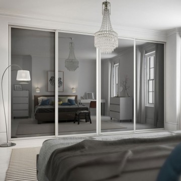 Вставки зеркал Графит в двери-купе встроенного шкафа