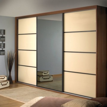 Шкаф-купе с дверями Слим со стёклами и зеркалом Графит