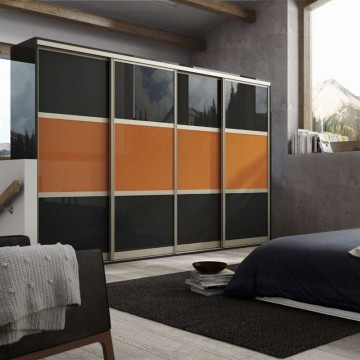 Двери-купе со вставками лакобель и тонировкой Oracal