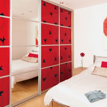 Вставки обычного стекла с фотопечатью и зеркало Серебро