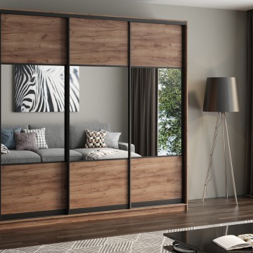 Шкаф-купе с дверями со вставками зеркал и панелей Премиум