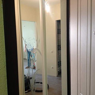 Двери-купе с пескоструйным рисунком на зеркале в квартире на ул. Рубцова.  См. отзыв Валерии от 16 апреля 2015.