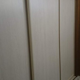 Двери-купе и распашная дверь с наполнением из ДСП в квартире на пр. Луначарского д.76 к.1