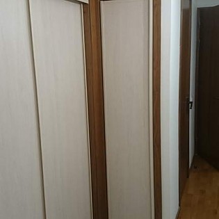 Двери-купе и распашная дверь с наполнением из ДСП в квартире на пр. Луначарского д.76 к.1