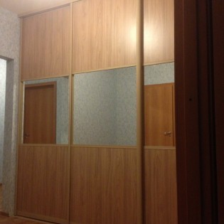 Двери-купе с комбинированным наполнением из ДСП и зеркал с разделителями в квартире на Центральной ул. д.14