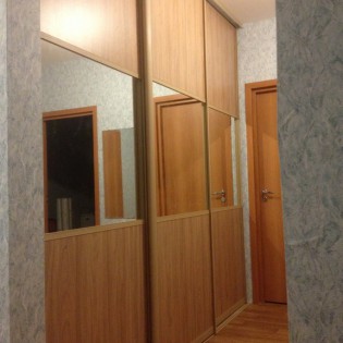 Двери-купе с комбинированным наполнением из ДСП и зеркал с разделителями в квартире на Центральной ул. д.14