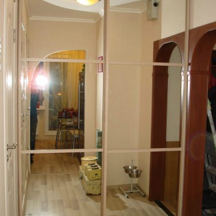 Зеркальные двери-купе с разделителем в Осиновой роще