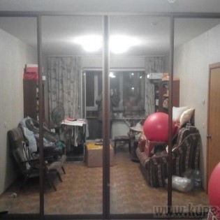 Зеркальные двери-купе в квартире на Богатырском пр.