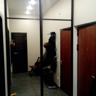 Двери-купе со вставками из зеркала Серебро через разделитель в квартире на ул. Звёздная