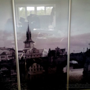 Двери-купе с декоративным стеклом (фотопечать) в квартире в пос. им. Морозова