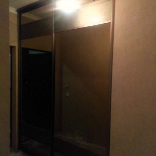 Двери-купе со вставками зеркала Бронза с пескоструйным рисунком в квартире на ул. Подвойского