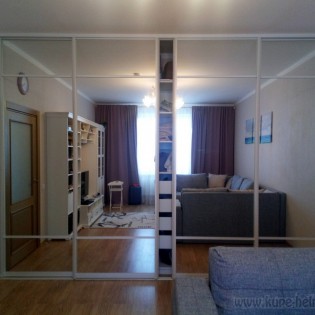 Зеркальные двери-купе с разделителями в квартире на Балтийском бульваре