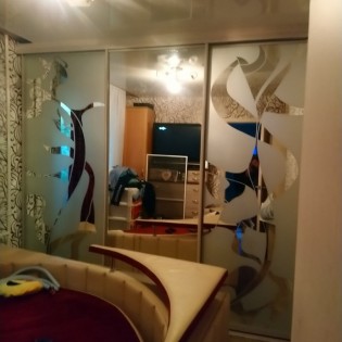 Двери-купе с пескоструйным рисунков в квартире на пр. Ветеранов