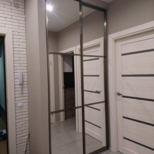 Двери-купе с зеркальными вставками в квартире на Вилеровском пр.