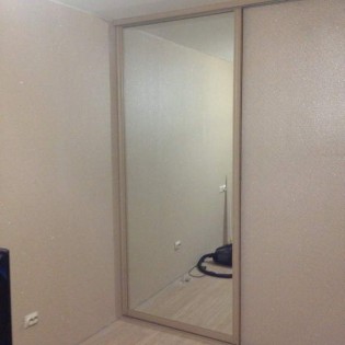 2 зеркальные двери-перегородки с симметричным профилем в квартире на Суздальском пр.