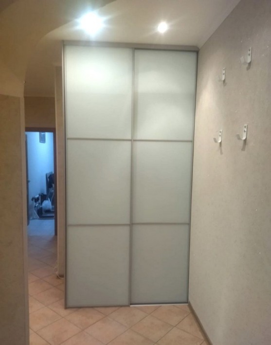 Встроенный шкаф с дверями в профиле SLIM и тонированными стёклами сатинат